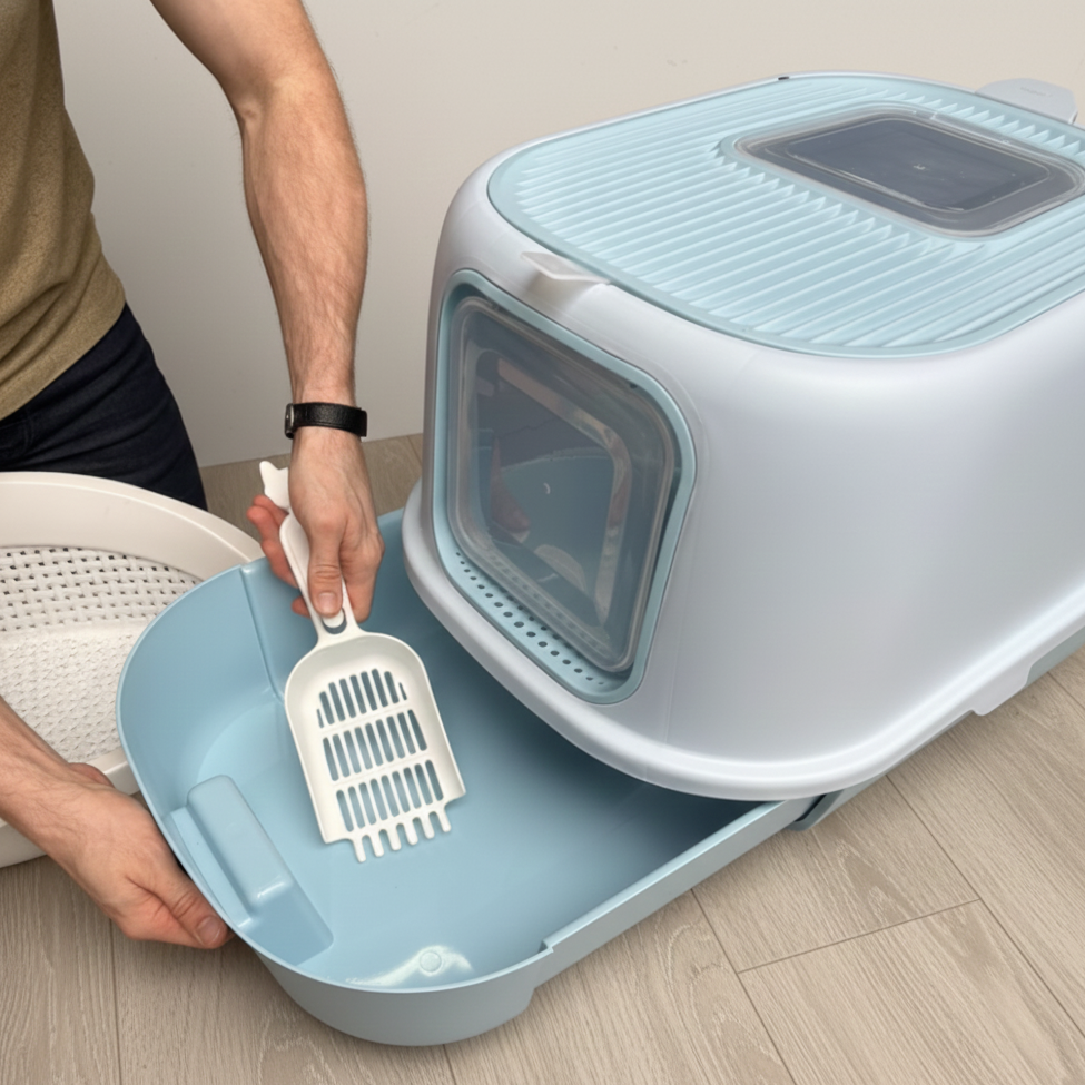 Arenero Grande Cerrado Doble Entrada Gatos